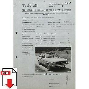 1973 Audi 80 S / LS / GL FIA homologation form PDF download